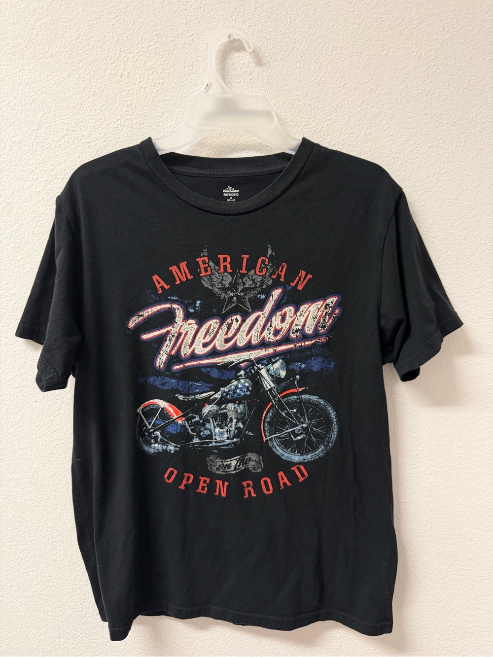 Good American Black 'Freedom' Motorcycle Graphic Tee